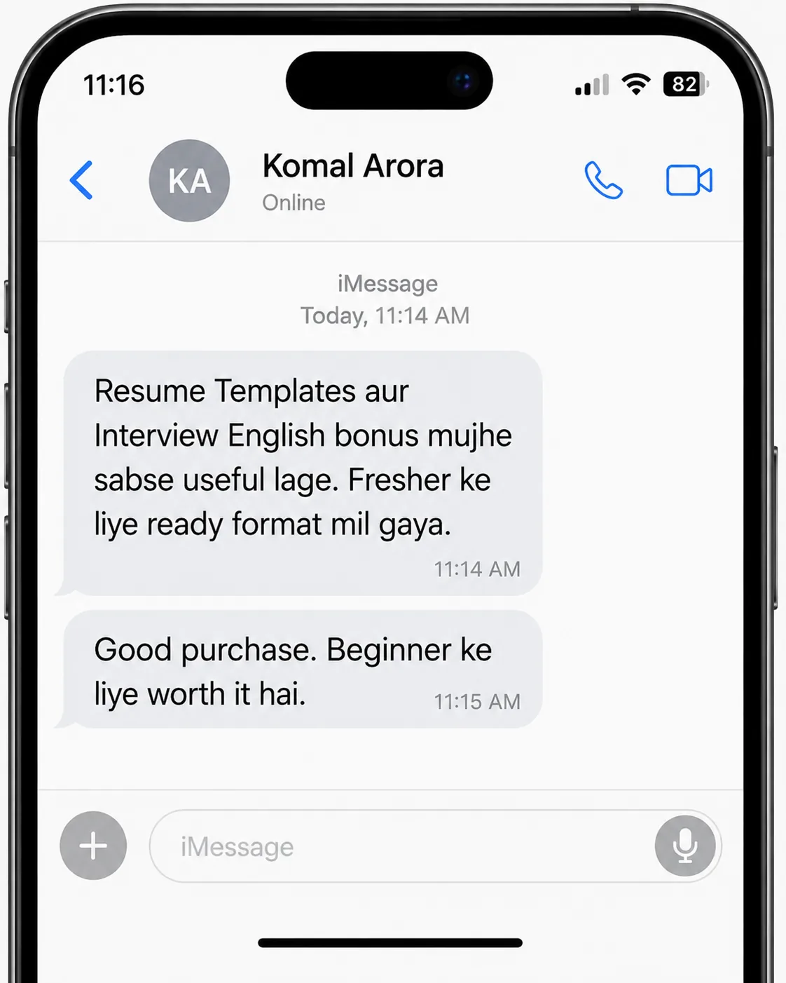 Komal Arora review proof screenshot