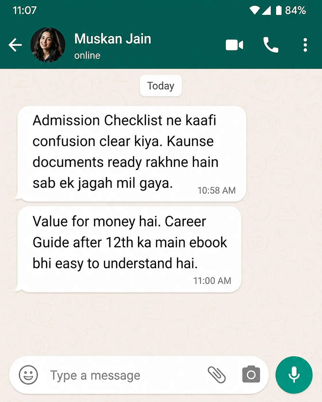 Muskan Jain review proof screenshot