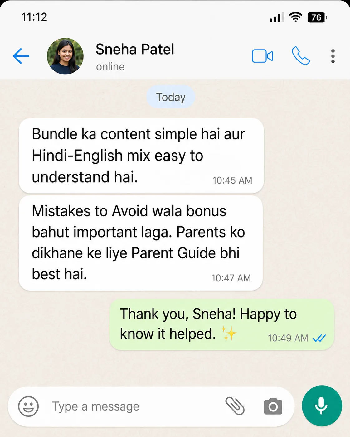 Sneha Patel review proof screenshot