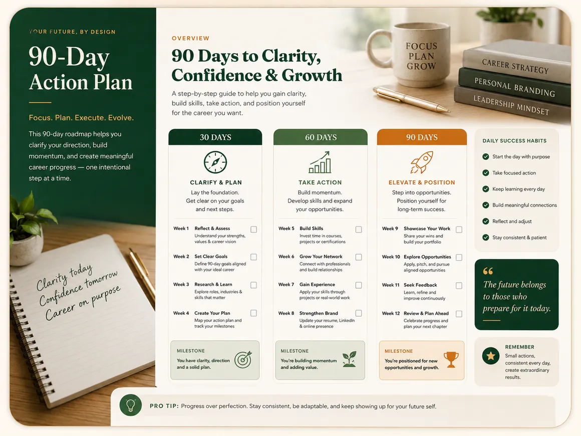 90 day career clarity confidence and growth action plan sample page