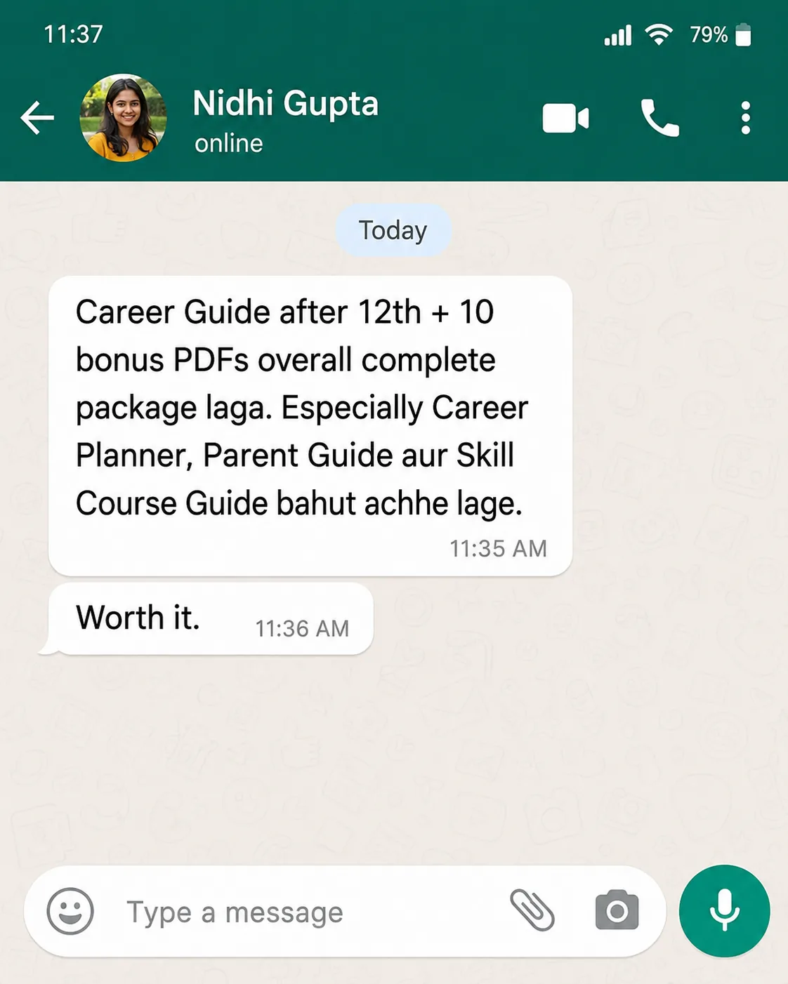 Nidhi Gupta review proof screenshot